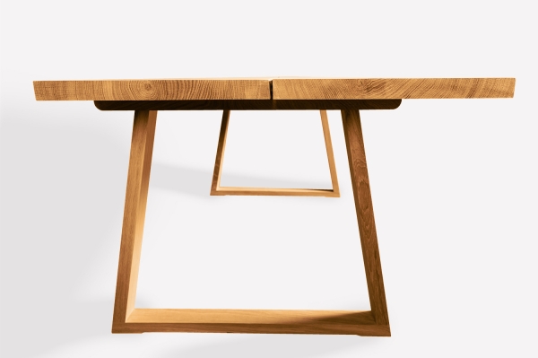 Küchentisch Esstisch 2-Bretter Massivholz Eiche Massiv 40mm mit Trapez Tischgestell naturgeölt